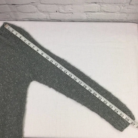 Monteau Los Angeles Grey Swiss Dot Lace Hem Boat Neck Pullover Sweater L - Picture 11 of 16